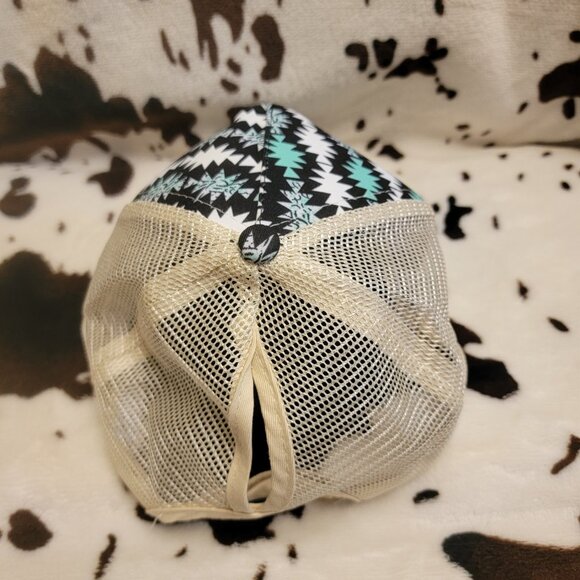 Western Aztec Print Ponytail Hat - Picture 5 of 5